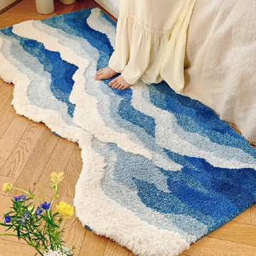 Blue Sea Wave Flocking Rug