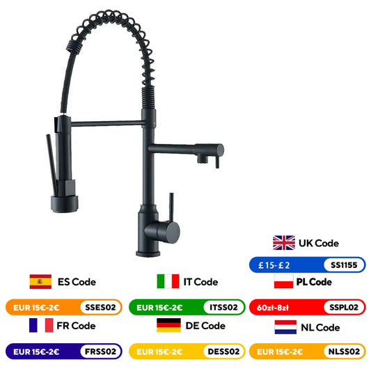 Premium gourmet faucet with dual outlet and retractable hose